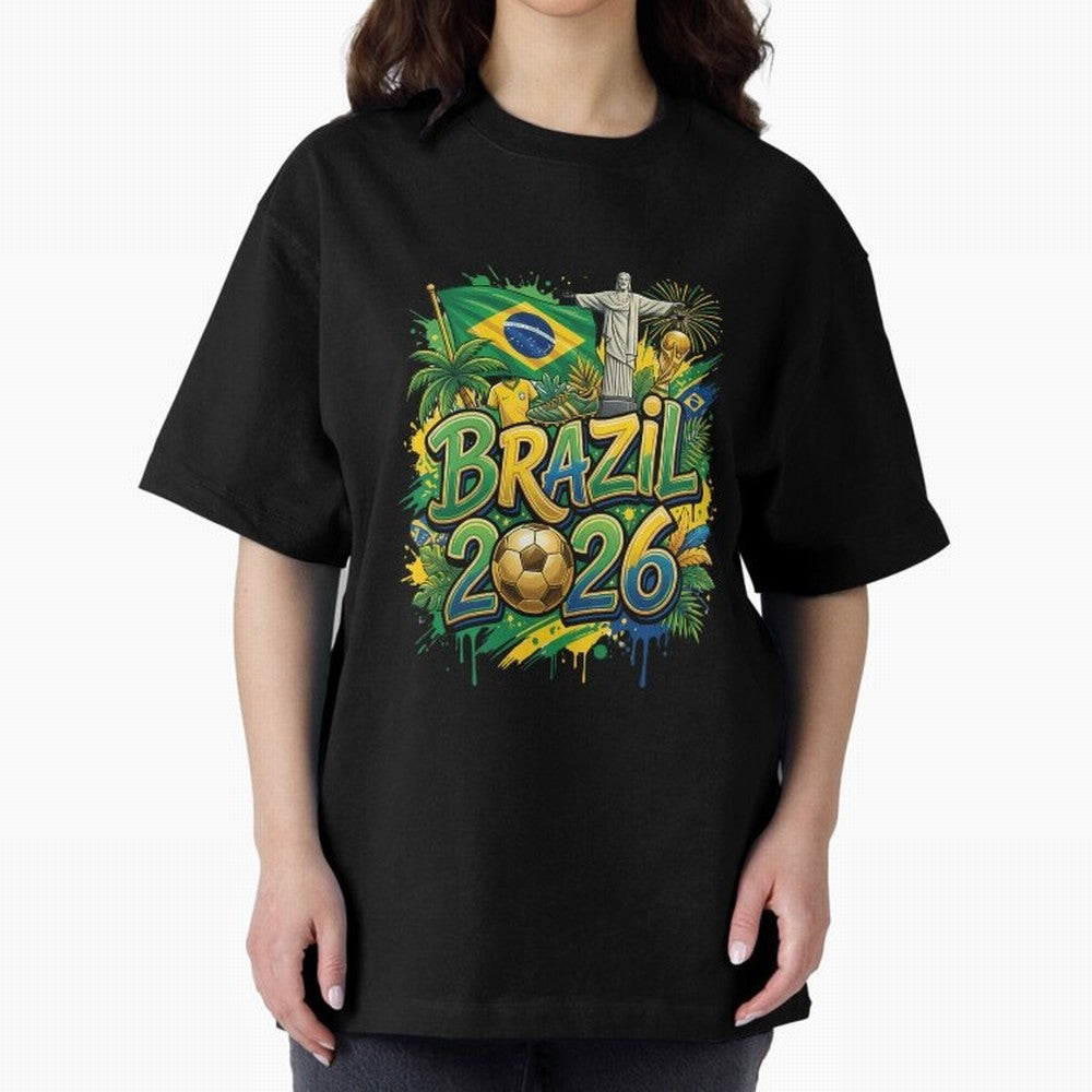 Brazil World Cup 2026 Football Legacy Oversized T-Shirt Support Match Day Hype around FIFA World Cup 2026 USA Canada Mexico, Cristiano Ronaldo, Haaland and CR7, France and Portugal, Champion Mindset, Group Stage Buzz, Knockout Tension and