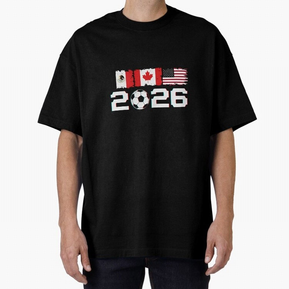 Glitched United 2026 Cup - North America Emblem Part 2 T-Shirt_82924673 Oversized T-Shirt Bring a Vintage Feel to the FIFA World Cup 2026 Journey through Messi Highlights, Netherlands Pride, Sports Nostalgia, International Competition, Famous