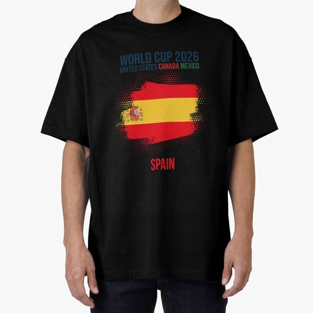 SPAIN WORLD CUP 2026 Oversized T-Shirt Fuel Match Day Hype around FIFA World Cup 2026 USA Canada Mexico, Neymar, Spain and Netherlands, Sports Nostalgia, International Competition, Famous Players and Unforgettable Victories; Created for Match Day