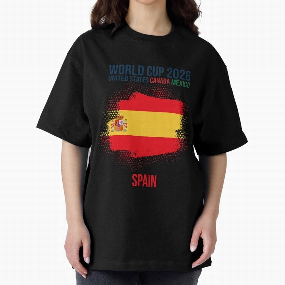 SPAIN WORLD CUP 2026 Oversized T-Shirt Fuel Match Day Hype around FIFA World Cup 2026 USA Canada Mexico, Neymar, Spain and Netherlands, Sports Nostalgia, International Competition, Famous Players and Unforgettable Victories; Created for Match Day