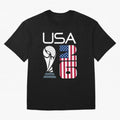 USA 2026 Soccer World Cup Trophy American Flag Design Oversized T-Shirt Show Passion for the Stars of Global Football Passion for FIFA World Cup 2026 Group Stage, Capturing CR7, Argentina and Brazil, Goal Celebration Energy, Supporter Heritage,