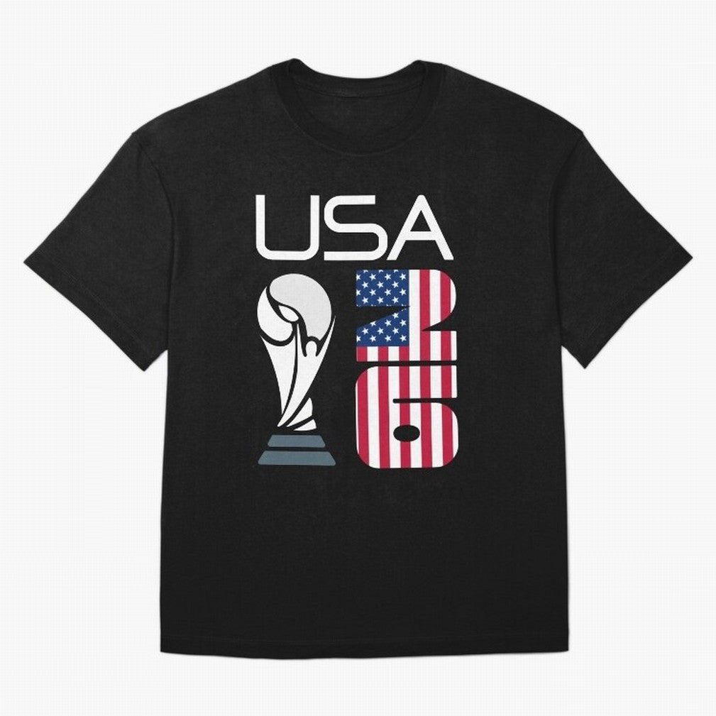USA 2026 Soccer World Cup Trophy American Flag Design Oversized T-Shirt Show Passion for the Stars of Global Football Passion for FIFA World Cup 2026 Group Stage, Capturing CR7, Argentina and Brazil, Goal Celebration Energy, Supporter Heritage,