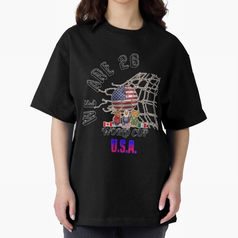 World cup 26 - USA Oversized T-Shirt Show Support during the FIFA World Cup 2026 Group Stage Journey through Messi and Cristiano Ronaldo Highlights, Brazil Pride, Match Day Excitement, Supporter Culture, Golden Goals and Global Football Passion;