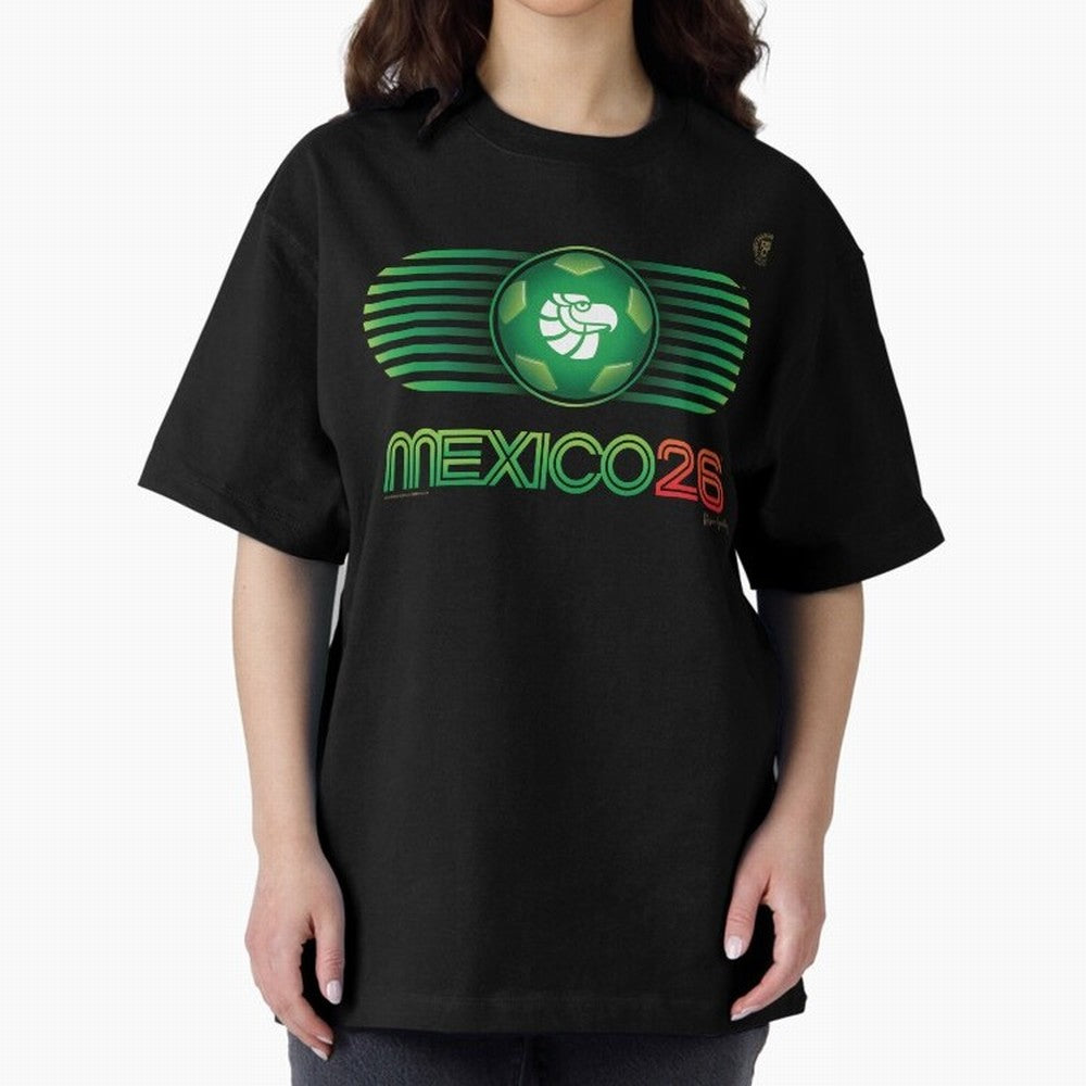 Mexico 26 World Cup Retro Logo. Autographed Oversized T-Shirt Feel International Energy from FIFA World Cup 2026 USA Canada Mexico Spirit, Capturing Argentina and Brazil, Messi, Championship Spirit, Famous Goals, Roaring Crowds and International
