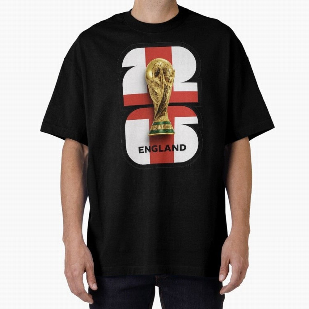 England Football World Cup 2026 - Three Lions Gold Trophy Edition Oversized T-Shirt Show Fan Pride Across FIFA World Cup 2026 Spirit, Capturing Netherlands, Messi, Neymar and Mbappe, Vintage Soccer Flavor, Modern Football Stars, National Flags and