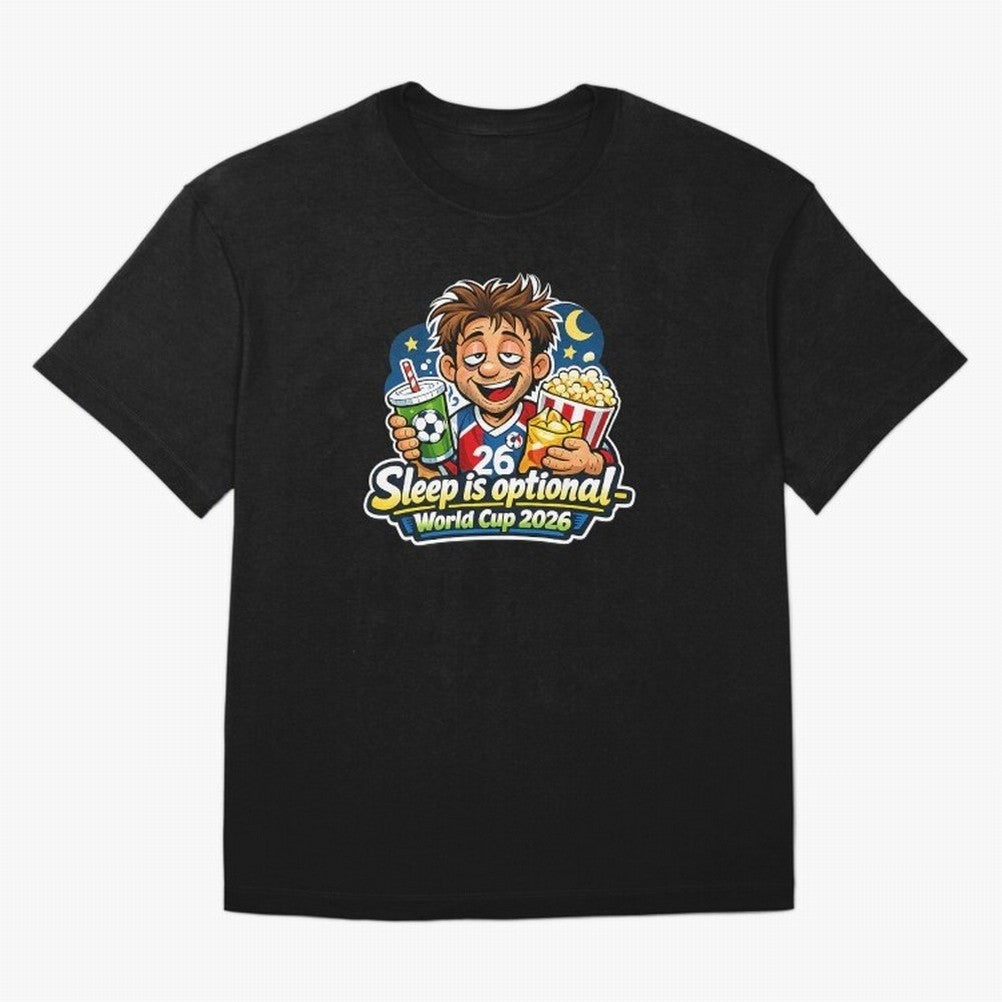 Sleep Is Optional World Cup 2026 Soccer Fan Night Oversized T-Shirt Support Your Favorite Stars during FIFA World Cup 2026 USA Canada Mexico for Fans of Messi and England, France and Netherlands, Bringing Football Festival Excitement, Trophy