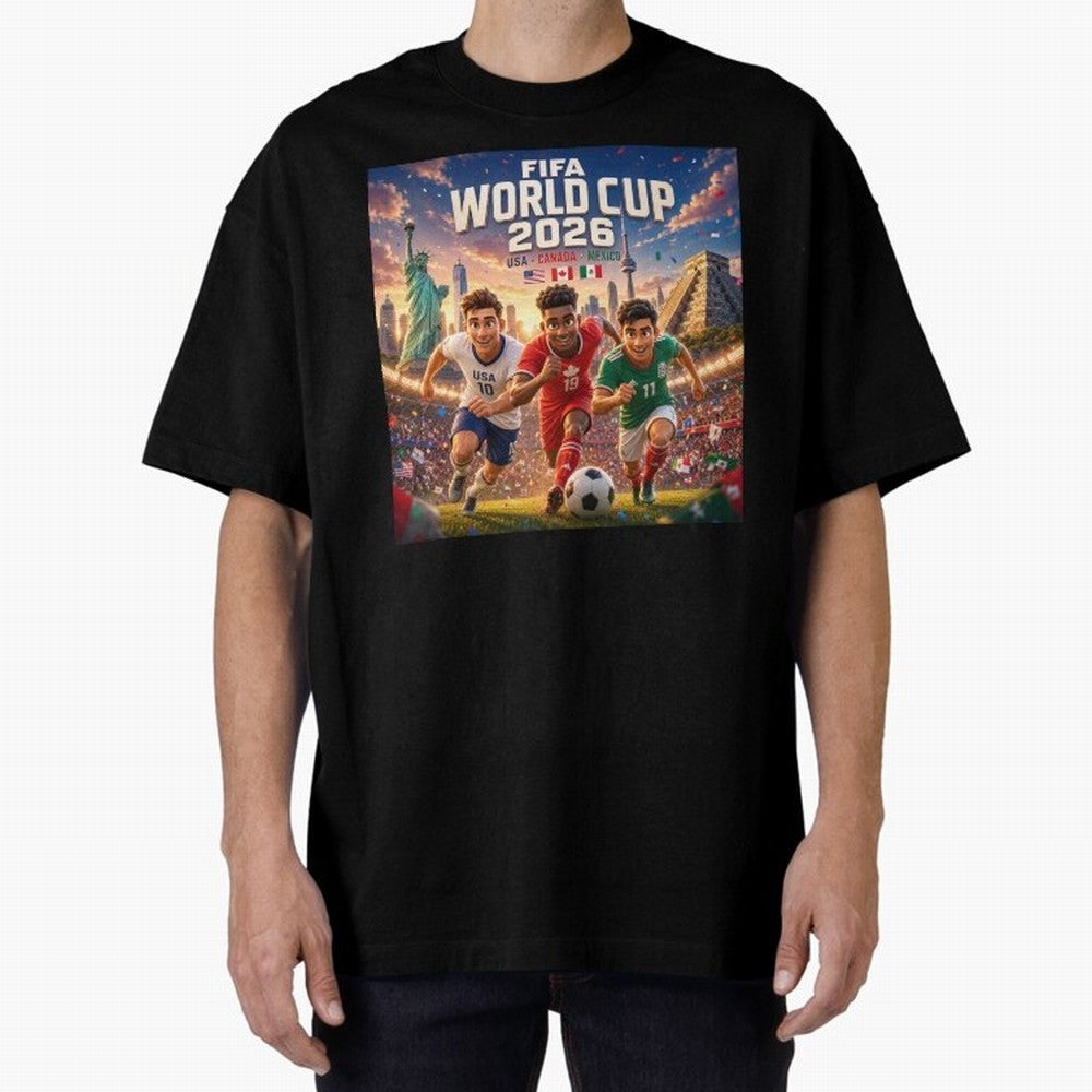 ? USA Canada Mexico Football 2026 #football 2026 Oversized T-Shirt Honor Champions and Dreams in Global Football Passion for FIFA World Cup 2026, Highlighting Messi, CR7 and Mbappe, Argentina, Tournament Hype, Historic Matchups, Family Viewing