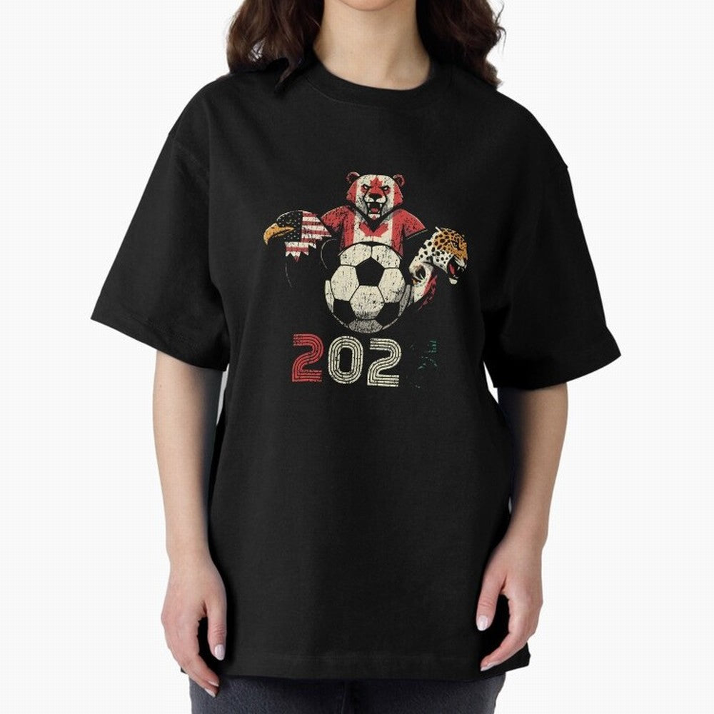 United 2026 Soccer Mascots North America Tournament T-Shirt_83157189 Oversized T-Shirt Show Your Tournament Heart for FIFA World Cup 2026 Group Stage for Fans of CR7 and Messi and Portugal, Spain and Germany, Bringing Goal Celebration Energy,