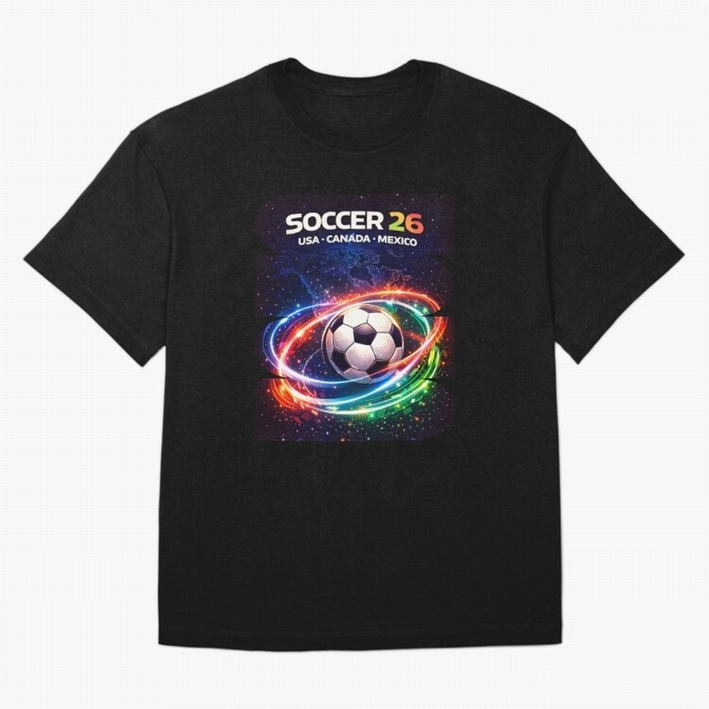 North America Soccer 2026 Shirt, Soccer 26 USA Canada Mexico Fan Tee, United 2026 Soccer Graphic - Bold Oversized T-Shirt Fuel Global Football Passion for FIFA World Cup 2026 Group Stage, Inspired by Neymar, France and Portugal, Goal Celebration