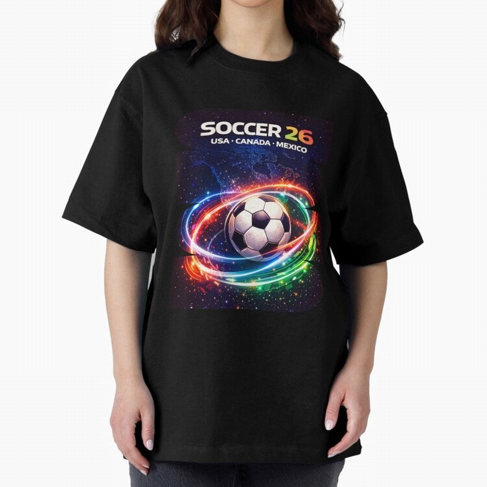 North America Soccer 2026 Shirt, Soccer 26 USA Canada Mexico Fan Tee, United 2026 Soccer Graphic - Bold Oversized T-Shirt Fuel Global Football Passion for FIFA World Cup 2026 Group Stage, Inspired by Neymar, France and Portugal, Goal Celebration