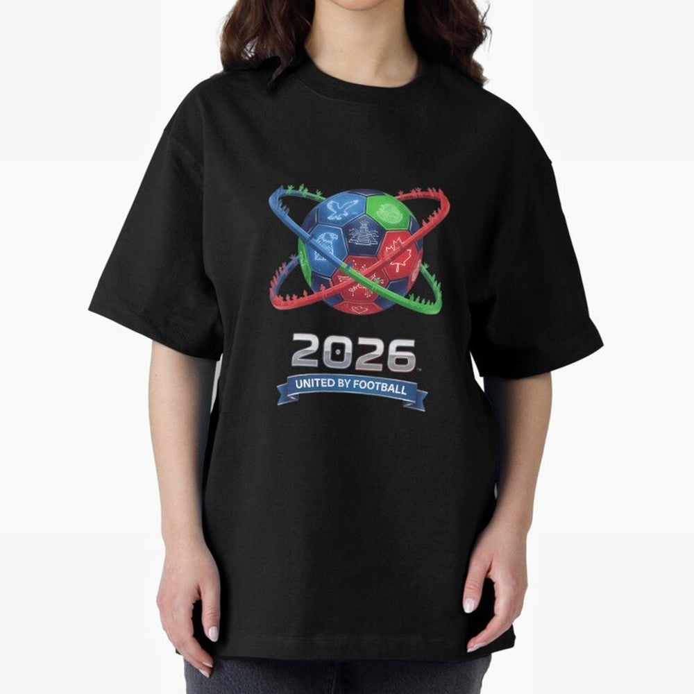 United By Football 2026 Global Connectivity Oversized T-Shirt Feel Match Day Hype around FIFA World Cup 2026 Group Stage, Haaland, Portugal, Spain and Germany, Match Day Excitement, Supporter Culture, Golden Goals and Global Football Passion; Made