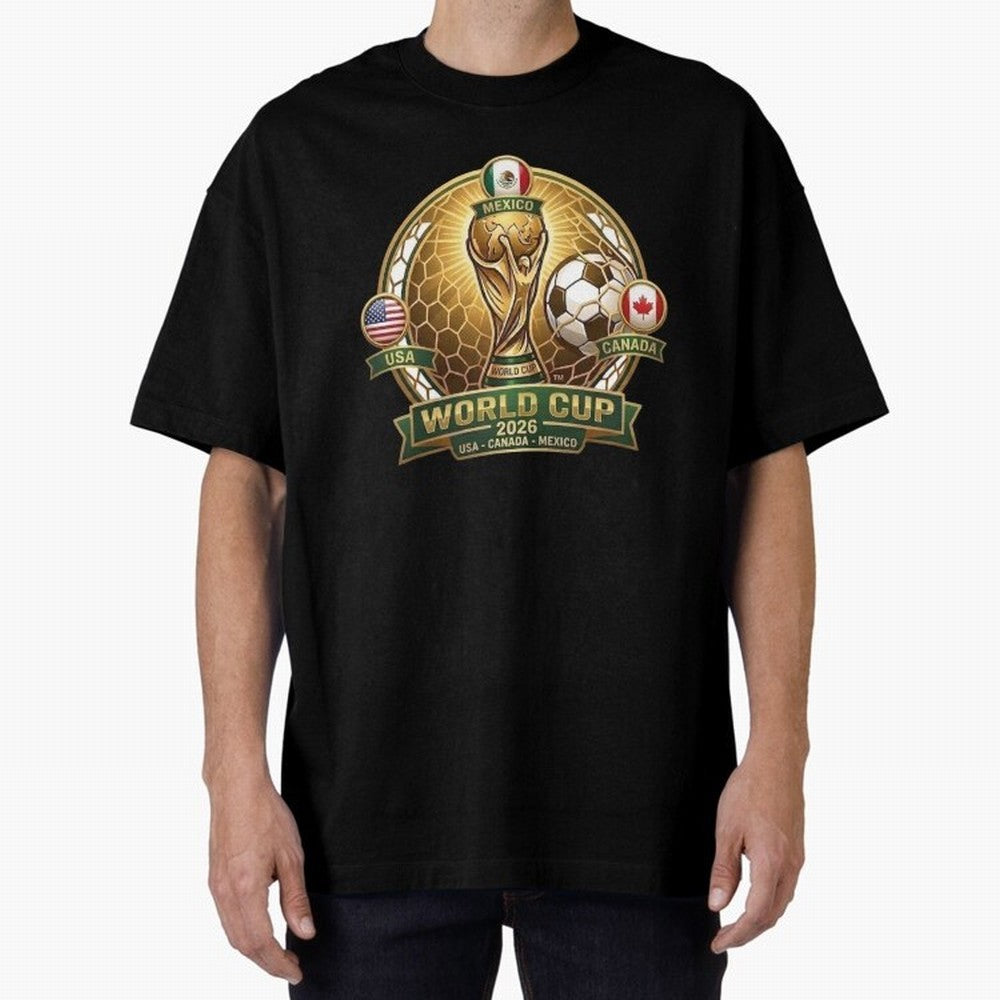 Chasing the Cup 2026 Oversized T-Shirt Show Fan Pride Across FIFA World Cup 2026 Group Stage Spirit, Driven by Brazil, Messi, Neymar and Mbappe, Tournament Hype, Historic Matchups, Family Viewing Parties and Global Sports Pride; Great for Watch