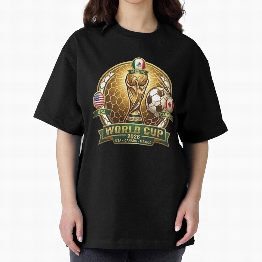 Chasing the Cup 2026 Oversized T-Shirt Show Fan Pride Across FIFA World Cup 2026 Group Stage Spirit, Driven by Brazil, Messi, Neymar and Mbappe, Tournament Hype, Historic Matchups, Family Viewing Parties and Global Sports Pride; Great for Watch