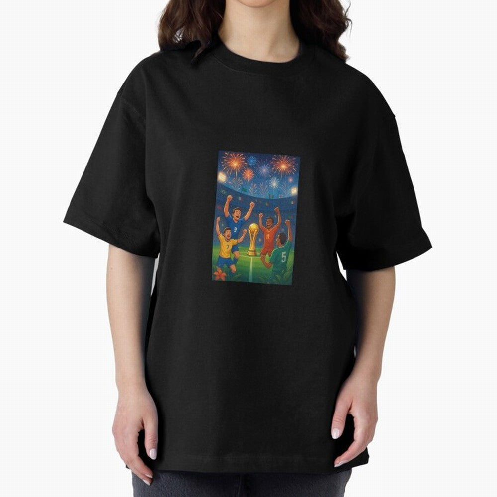 World Cup Oversized T-Shirt Upgrade FIFA World Cup 2026 USA Canada Mexico Spirit, Filled with France and Portugal, Haaland, Supporter Pride, Iconic Celebrations, Legendary Names and Global Match Day Energy; Perfect for Fans, Collectors, Family