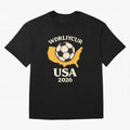 World Cup 2026 USA Soccer Fan T-Shirt Oversized T-Shirt Upgrade the FIFA World Cup 2026 USA Canada Mexico Journey through Messi and Cristiano Ronaldo Highlights, Brazil, Portugal and Argentina Pride, Vintage Soccer Flavor, Modern Football Stars,