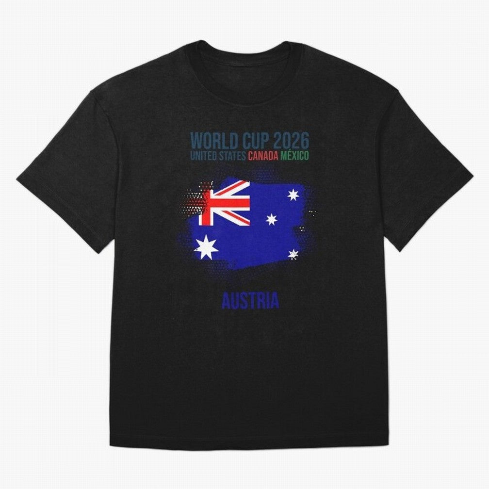 AUSTRIA WORLD CUP 2026 Oversized T-Shirt Bring International Match Energy to FIFA World Cup 2026 USA Canada Mexico Celebrating Messi and Cristiano Ronaldo, Argentina and Brazil Energy, Retro Football Energy, Iconic Rivalries, Trophy Chase Drama and