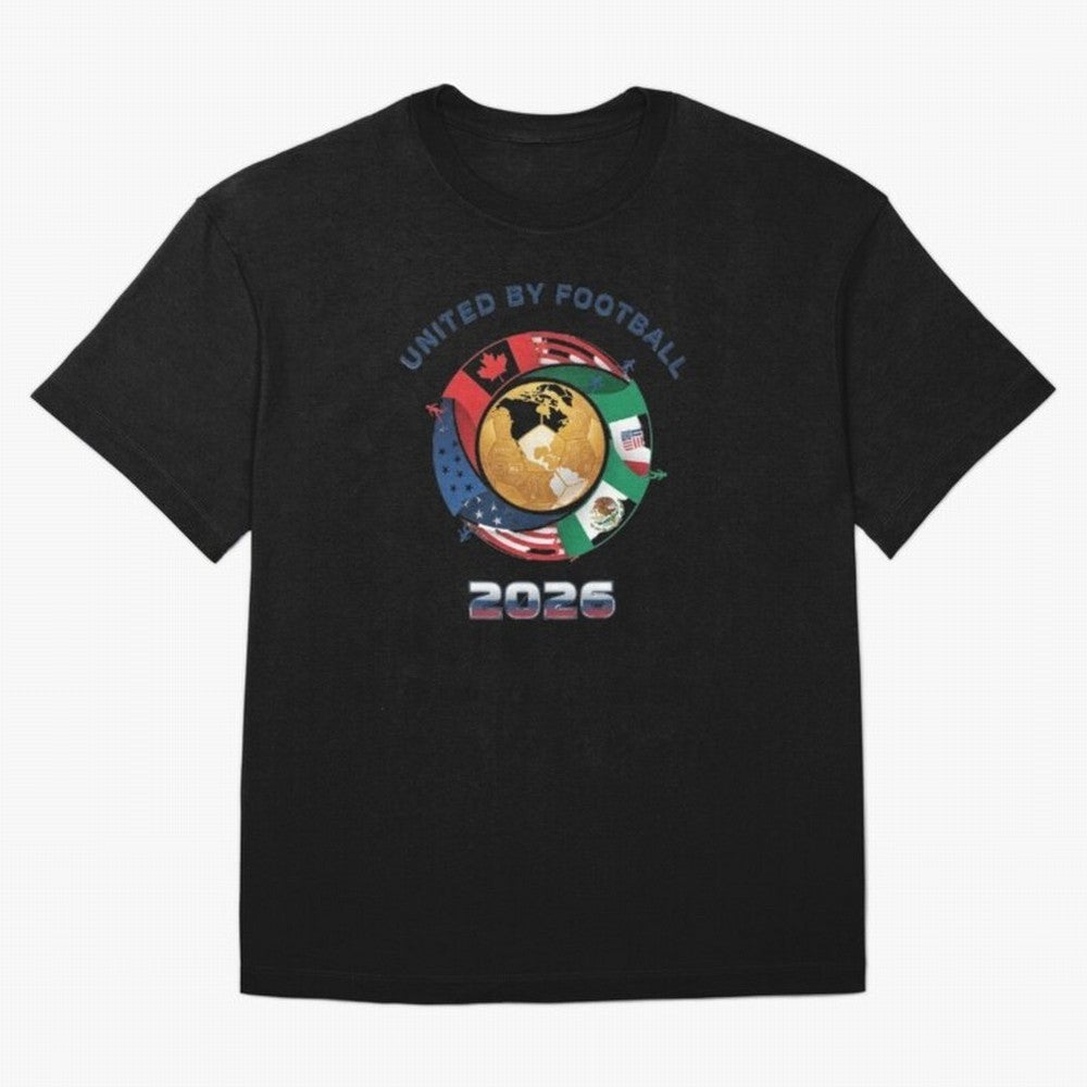 United By Football 2026 Logo Oversized T-Shirt Spotlight FIFA World Cup 2026 Spirit, Capturing Spain and Netherlands, Messi, Neymar and Mbappe, Football History, Final Match Energy, Crowd Noise and Once in a Lifetime Moments; Ideal for Fans Who