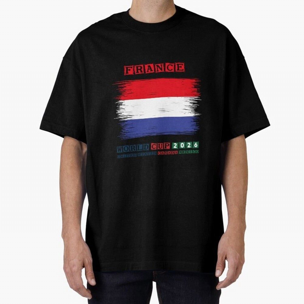 FRANCE WORLD CUP 2026 Oversized T-Shirt Feel the Roar of Match Day Hype around FIFA World Cup 2026 Group Stage, Neymar, France and Portugal, Global Supporter Spirit, Legendary Goals, National Colors and Tournament Celebration; Made for Collectors