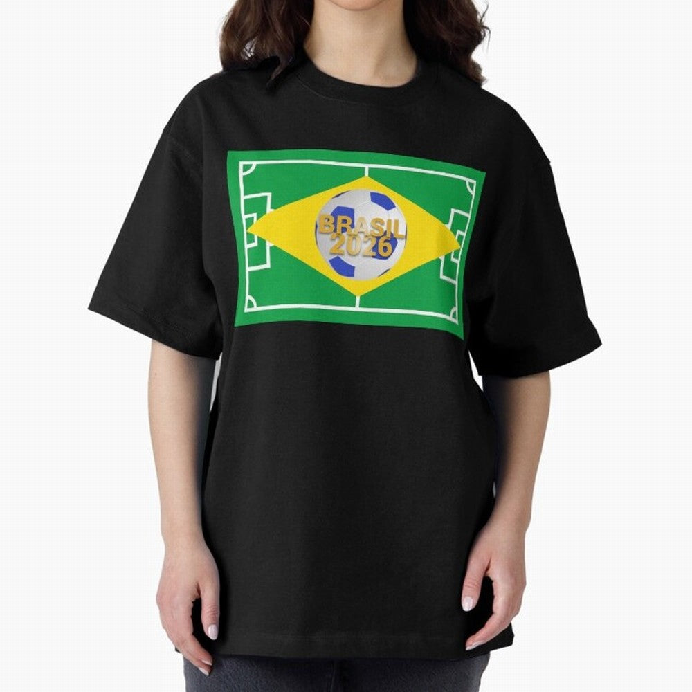Brazil World Cup 2026 Oversized T-Shirt Celebrate Fan Favorites in FIFA World Cup 2026 USA Canada Mexico for Fans of CR7 and Messi and France, Bringing Goal Celebration Energy, Supporter Heritage, Football Icons and Worldwide Tournament Joy; Made