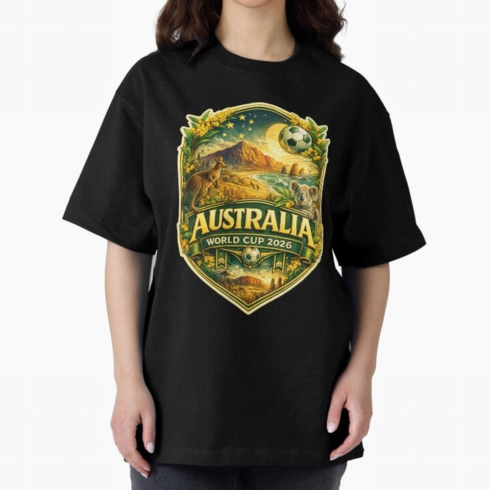 Australia FIFA World Cup 2026 Great Barrier Reef Outback Kangaroo Coast Oversized T-Shirt Mark Match Day Hype around FIFA World Cup 2026 USA Canada Mexico, Messi, Argentina and Brazil, Football Passion, Legendary Performances, Festival Vibes and