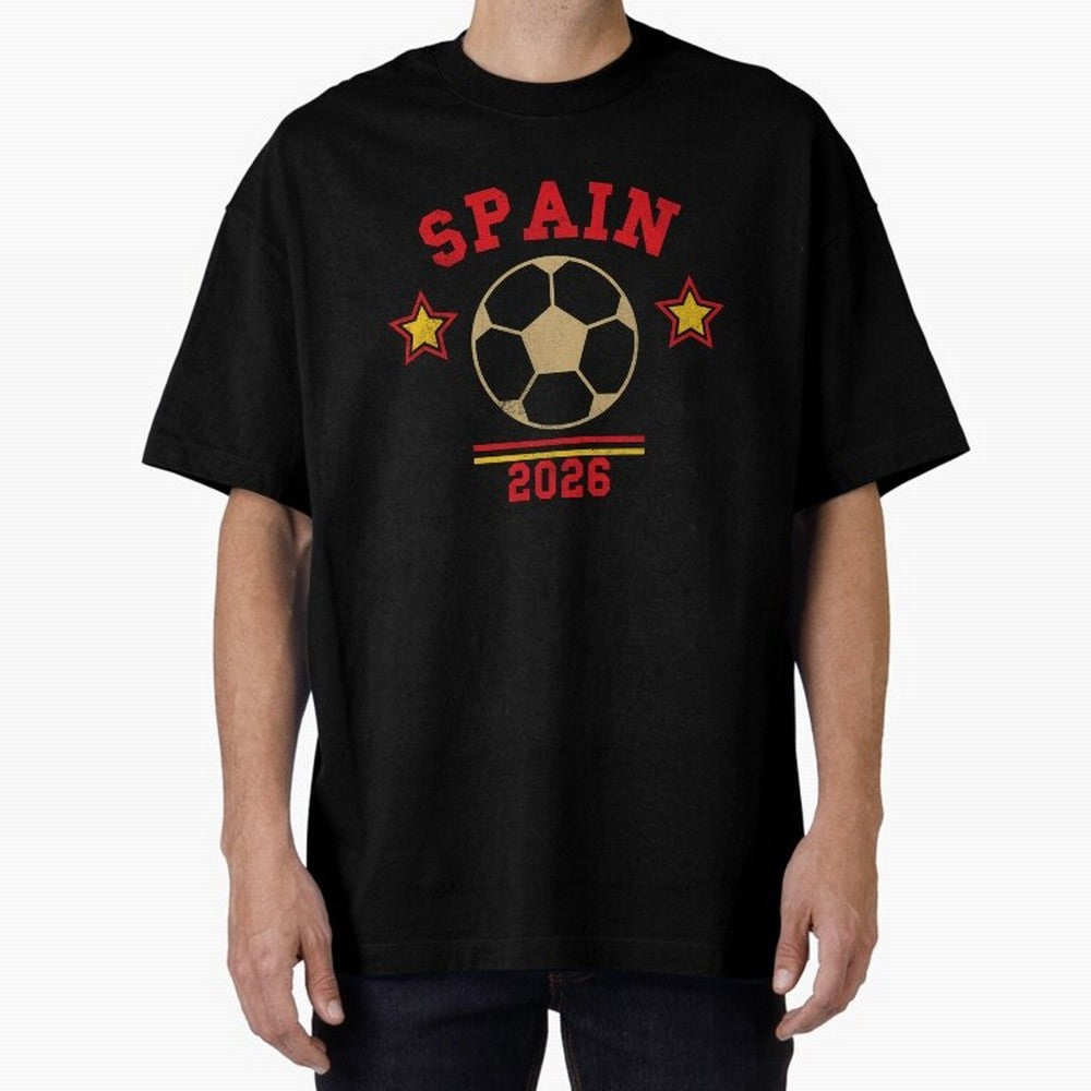Spain 2026 ¡ª Vintage Soccer Tee Oversized T-Shirt Show Your Love for FIFA World Cup 2026 USA Canada Mexico Made for Mbappe and Neymar, Netherlands Energy, Match Day Excitement, Supporter Culture, Golden Goals and Global Football Passion; Ideal for