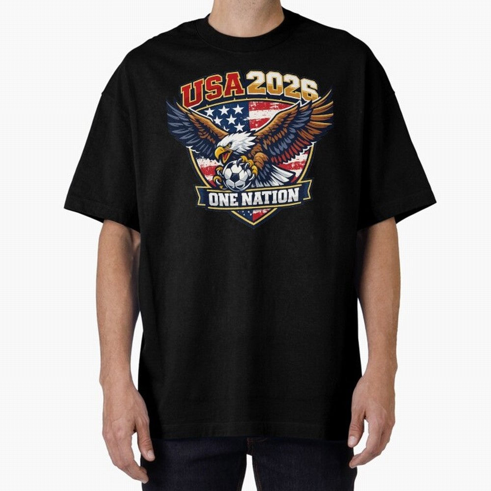USA Canada Mexico Soccer Cup Oversized T-Shirt Stand Proud for FIFA World Cup 2026 Group Stage Connected to Messi and Cristiano Ronaldo, France and Portugal Energy, Vintage Soccer Flavor, Modern Football Stars, National Flags and Final Night