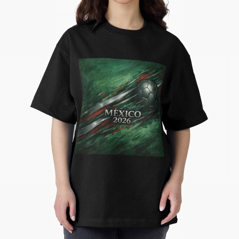 Mexico 2026 Football with Metallic Silver Line Oversized T-Shirt Bring Champion Energy into FIFA World Cup 2026 Group Stage Spirit, Centered on Netherlands, Mbappe, Classic Soccer Heritage, Championship Pressure, Fan Loyalty and International