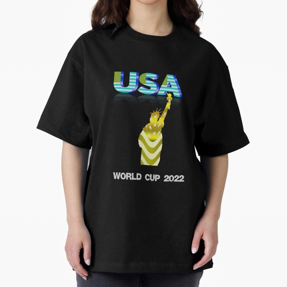 USA World Cup 2022 Oversized T-Shirt Support Iconic Players in Match Day Hype around FIFA World Cup 2026, Haaland, Portugal, Football Festival Excitement, Trophy Ambitions, Country Rivalries and Star Player Buzz; Perfect for People Who Love