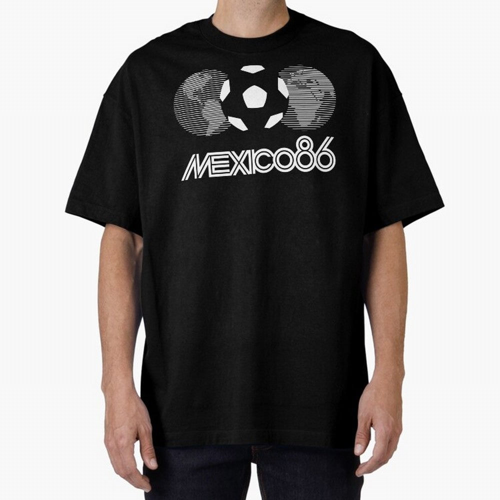 The World Cup Mexico 86 Oversized T-Shirt Elevate Match Day Hype around FIFA World Cup 2026 Group Stage, CR7 and Messi, Argentina, France and Brazil, Sports Nostalgia, International Competition, Famous Players and Unforgettable Victories; Perfect