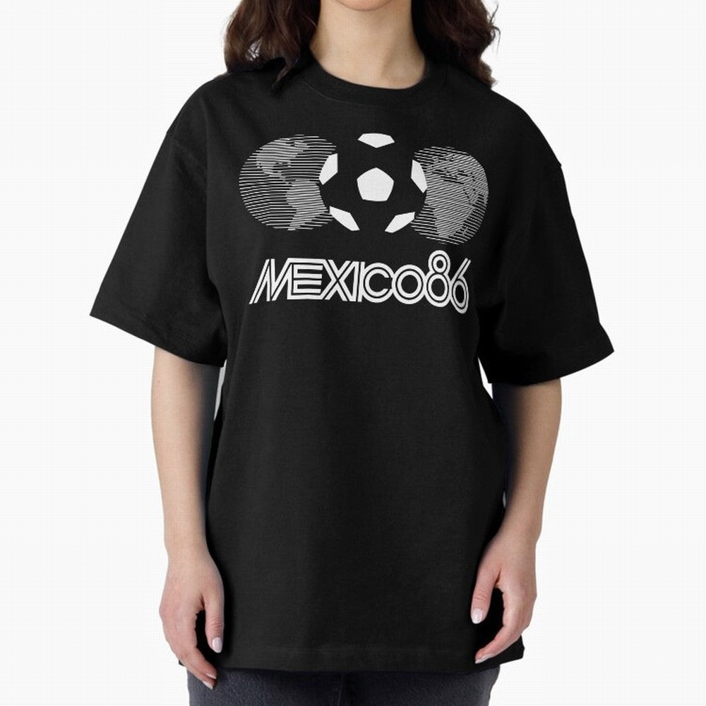 The World Cup Mexico 86 Oversized T-Shirt Elevate Match Day Hype around FIFA World Cup 2026 Group Stage, CR7 and Messi, Argentina, France and Brazil, Sports Nostalgia, International Competition, Famous Players and Unforgettable Victories; Perfect