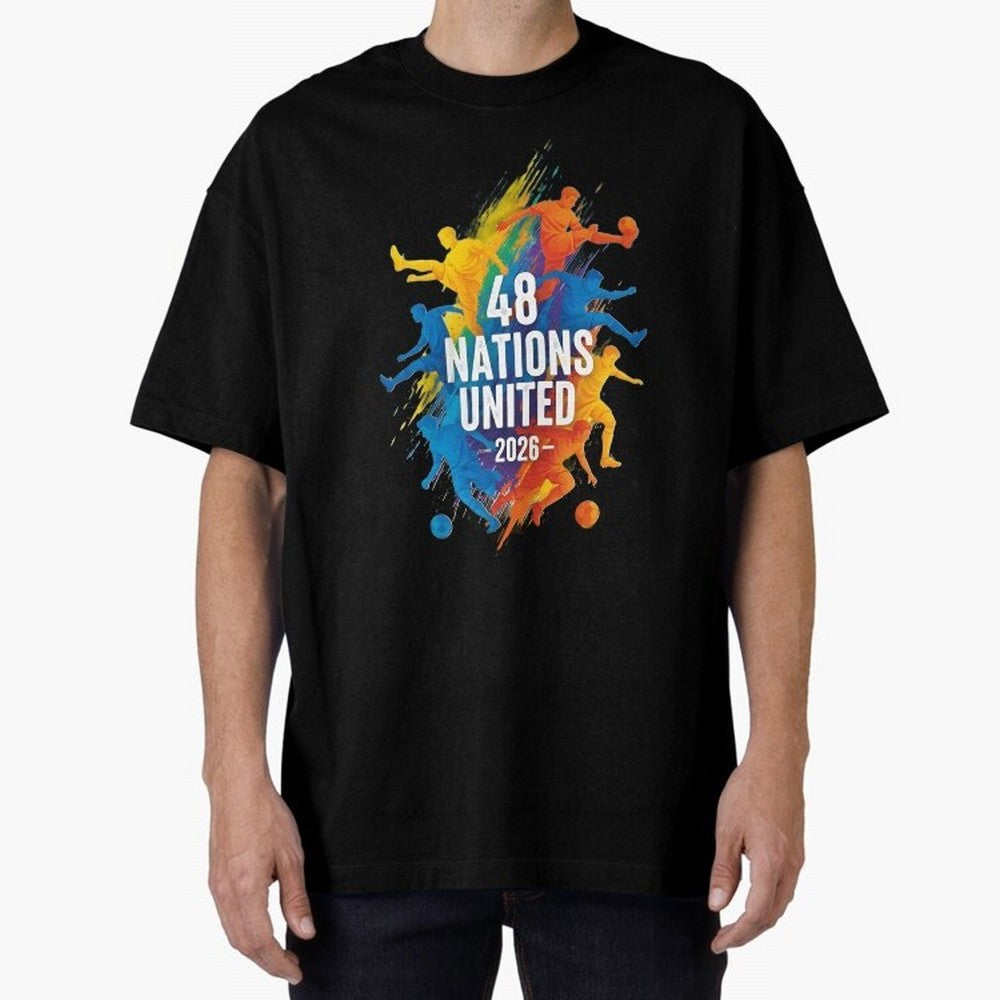 The Unity of World Football Oversized T-Shirt Share the Excitement of Match Day Hype around FIFA World Cup 2026 USA Canada Mexico, Messi, Neymar and Mbappe, Spain and Netherlands, Sports Nostalgia, International Competition, Famous Players and