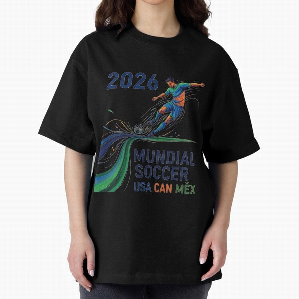 Triangular Goal Art 2026 Oversized T-Shirt Show Match Day Excitement for Global Football Passion for FIFA World Cup 2026, Connected to Messi and Cristiano Ronaldo, Spain and Netherlands, Worldwide Fan Energy, Dramatic Goals, Stadium Lights and