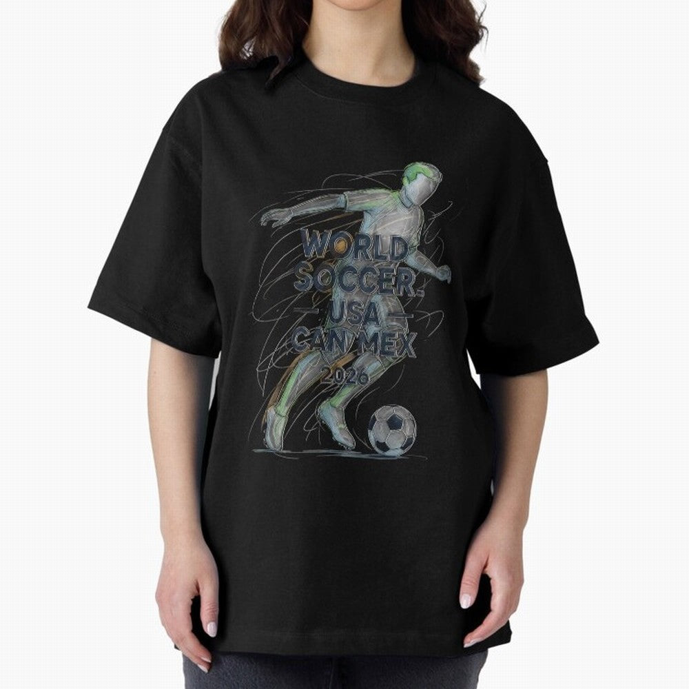 Triumphant Kick 2026 Oversized T-Shirt Support Match Day Hype around FIFA World Cup 2026 USA Canada Mexico, Cristiano Ronaldo, Haaland and CR7, France and Portugal, Champion Mindset, Group Stage Buzz, Knockout Tension and Passionate Fan Culture;