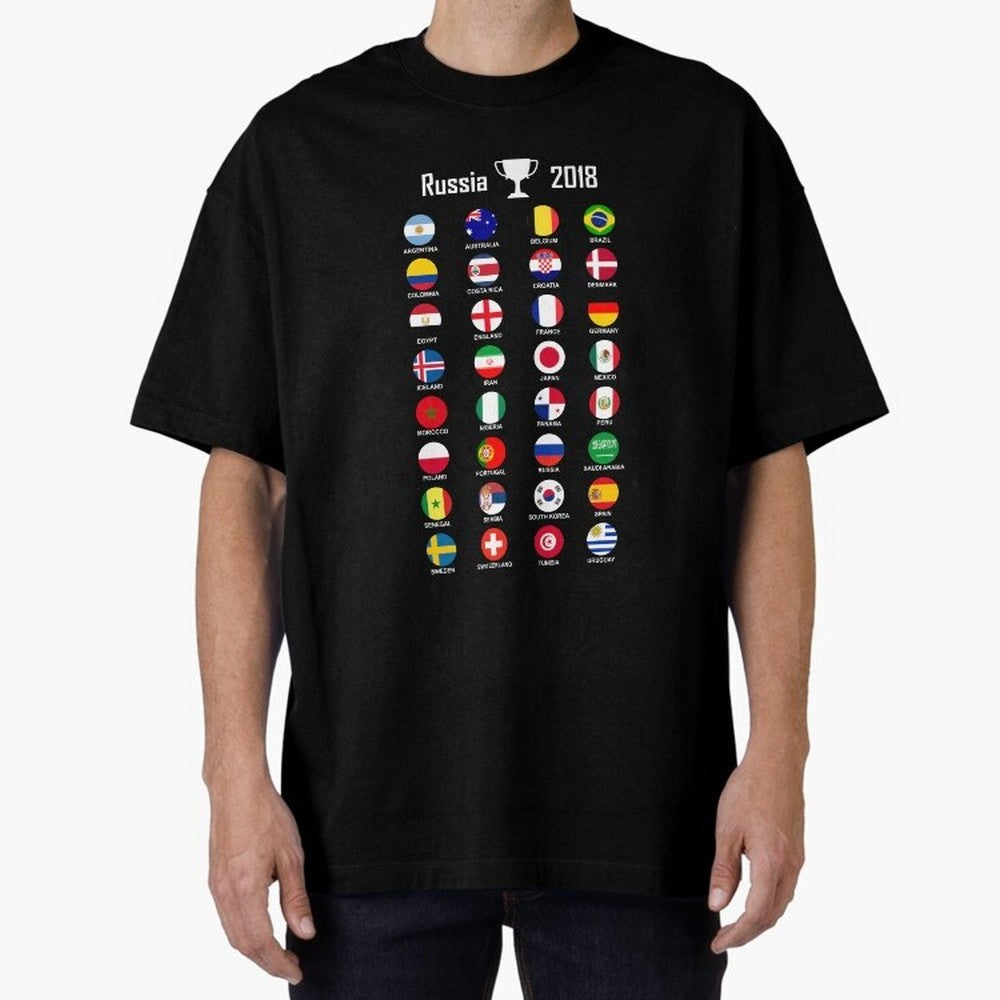 Russia 2018 Football Soccer Championship Oversized T-Shirt Live for the Drama of FIFA World Cup 2026 Group Stage for Fans of Mbappe and Neymar and Spain and Netherlands, Bringing Champion Mindset, Group Stage Buzz, Knockout Tension and Passionate