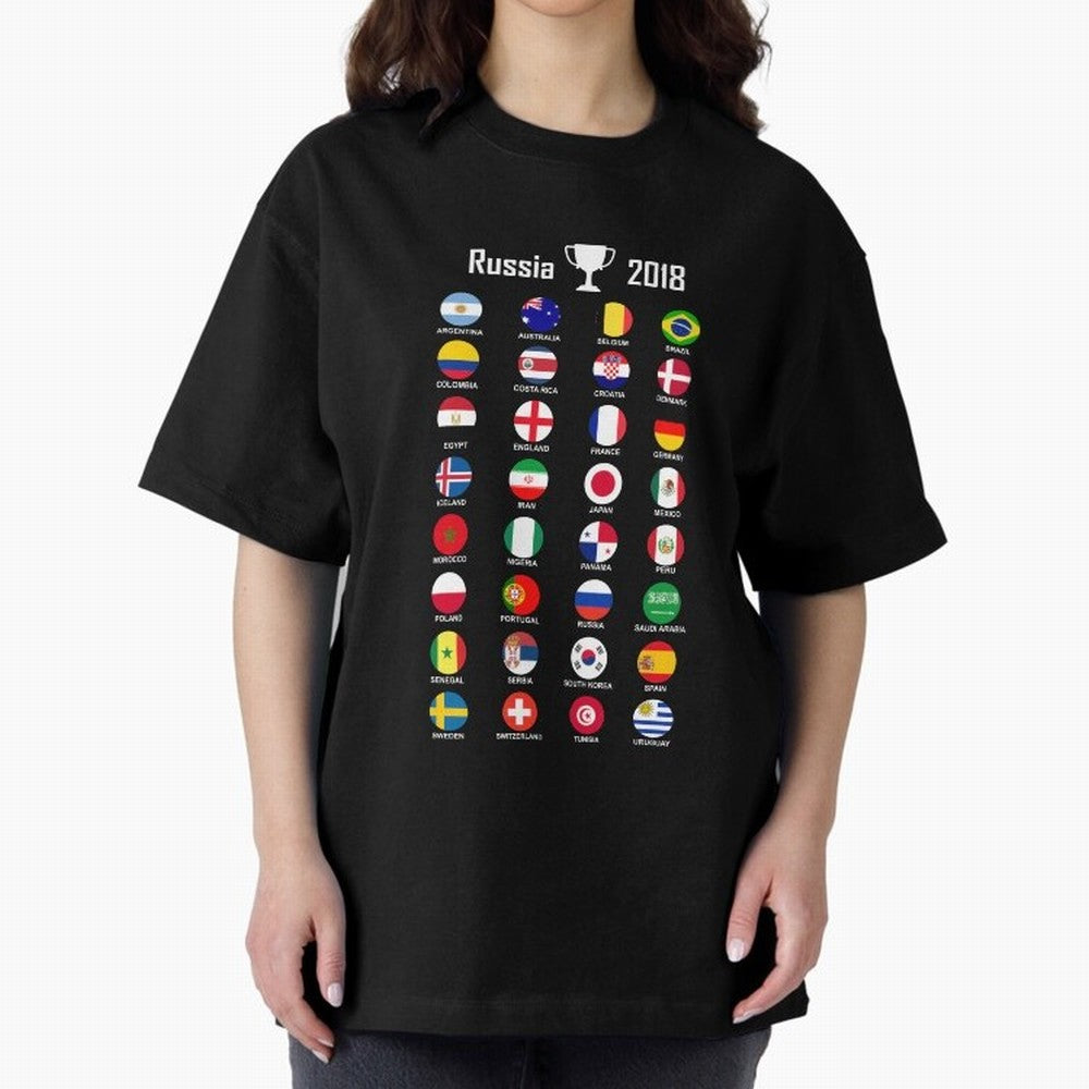 Russia 2018 Football Soccer Championship Oversized T-Shirt Live for the Drama of FIFA World Cup 2026 Group Stage for Fans of Mbappe and Neymar and Spain and Netherlands, Bringing Champion Mindset, Group Stage Buzz, Knockout Tension and Passionate