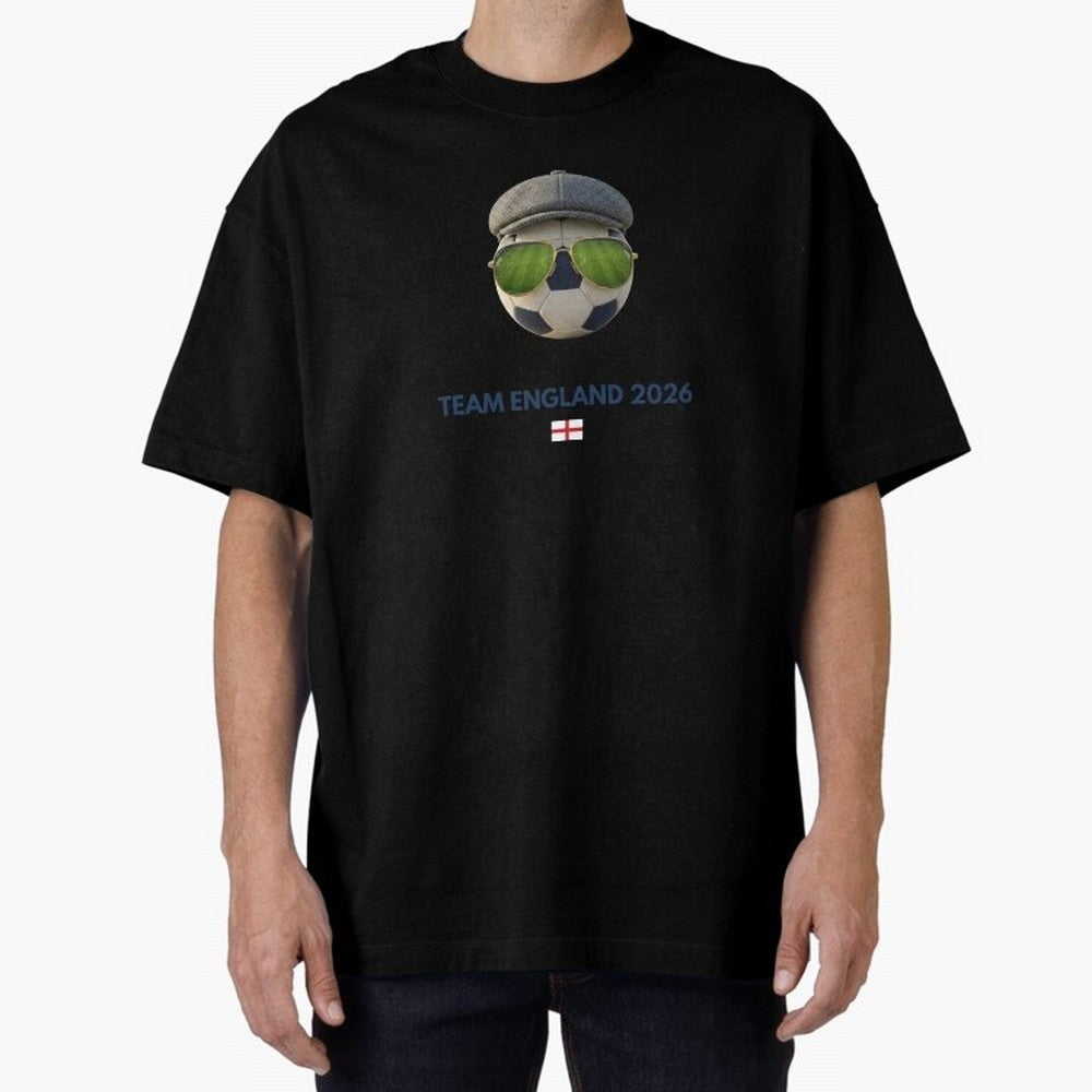Football Fan Gear: Team England 2026 Oversized T-Shirt Support Iconic Players in Match Day Hype around FIFA World Cup 2026, Mbappe and Neymar, France, Goal Celebration Energy, Supporter Heritage, Football Icons and Worldwide Tournament Joy; Built