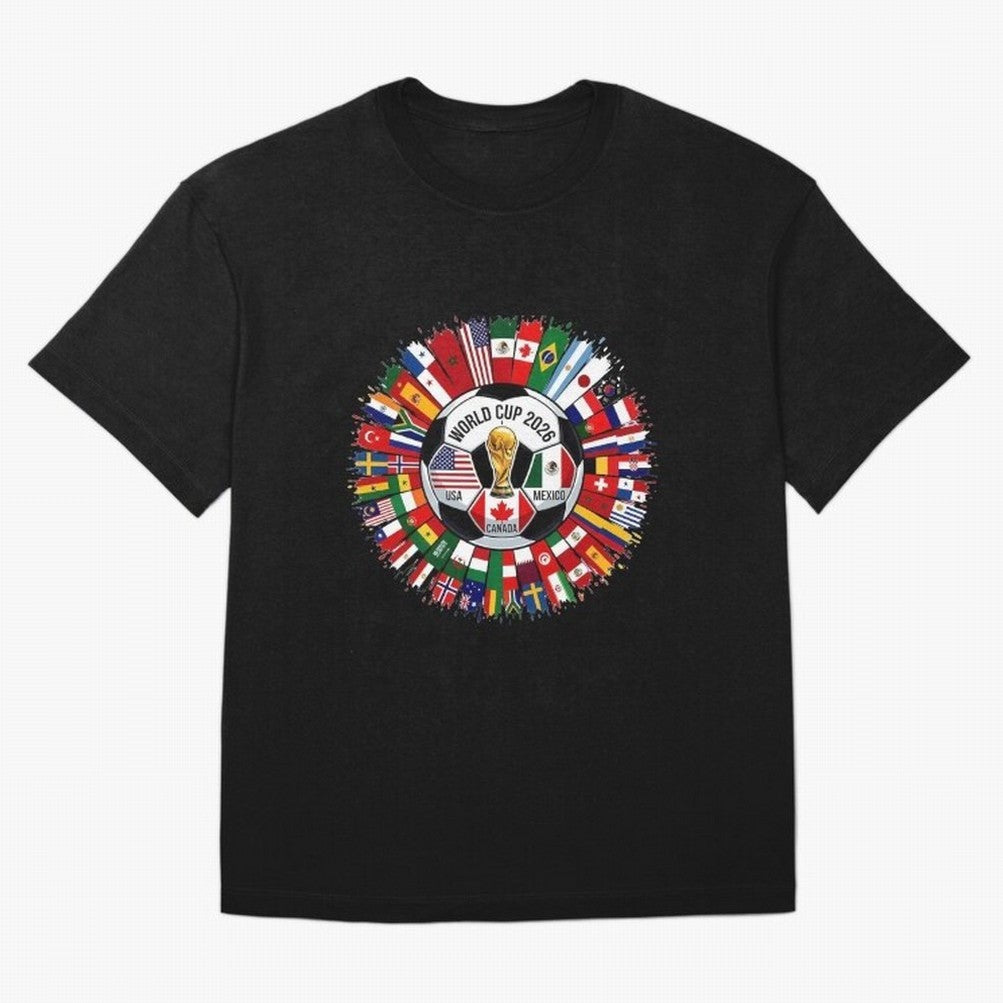 USA Canada Mexico 2026 Football Celebration Fan Art Oversized T-Shirt Unlock FIFA World Cup 2026 USA Canada Mexico Made for CR7 and Messi, England, France and Netherlands Energy, Football Festival Excitement, Trophy Ambitions, Country Rivalries and