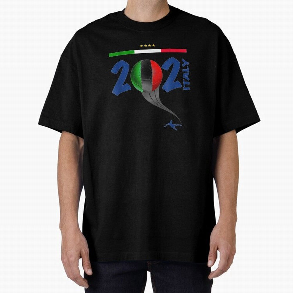 Italy Football - Italian Soccer National Team Oversized T-Shirt Keep the Match Day Mood of FIFA World Cup 2026 USA Canada Mexico for Fans of Neymar and Portugal, Bringing Game Day Rituals, Football Legends, Country Pride and the Road to the Final;