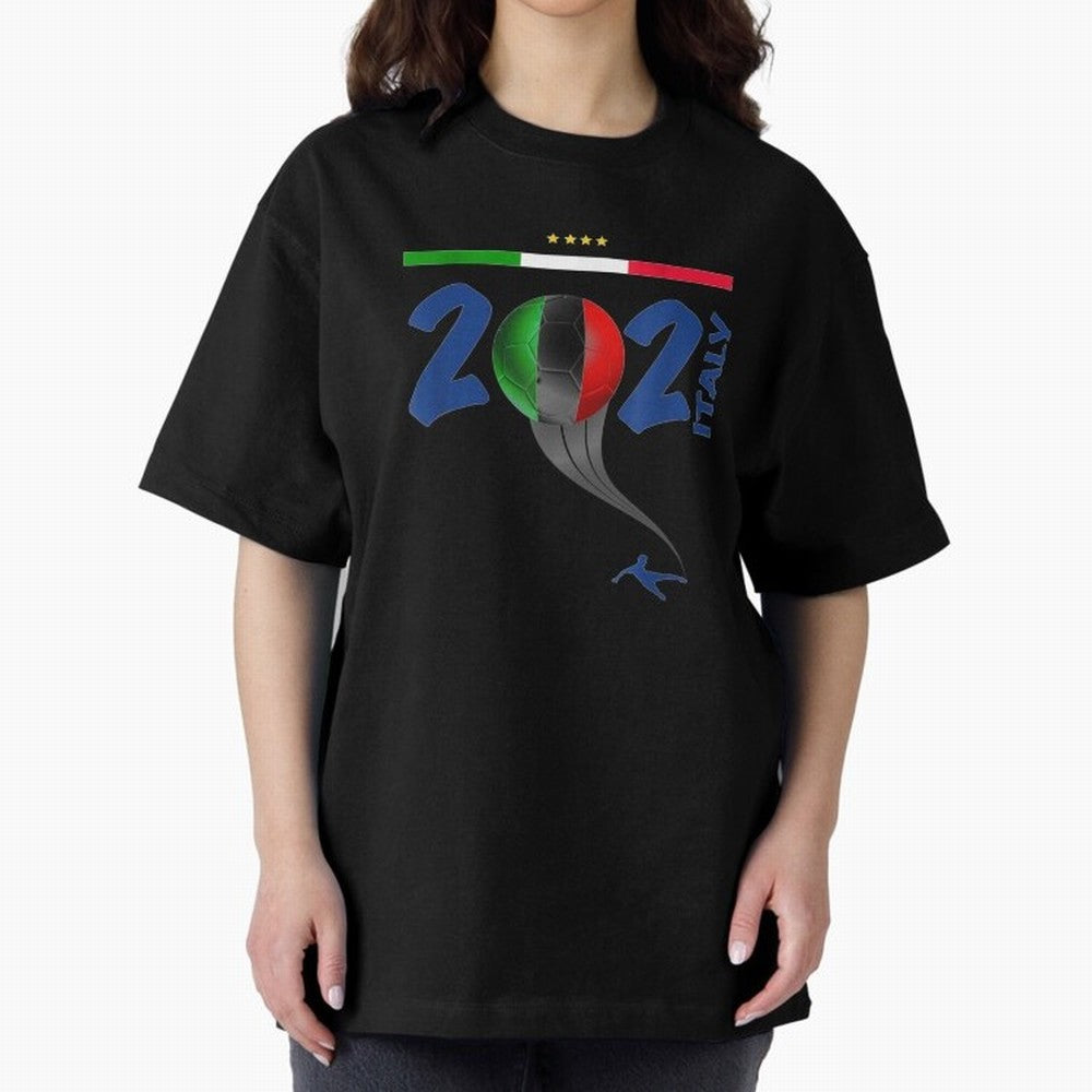 Italy Football - Italian Soccer National Team Oversized T-Shirt Keep the Match Day Mood of FIFA World Cup 2026 USA Canada Mexico for Fans of Neymar and Portugal, Bringing Game Day Rituals, Football Legends, Country Pride and the Road to the Final;