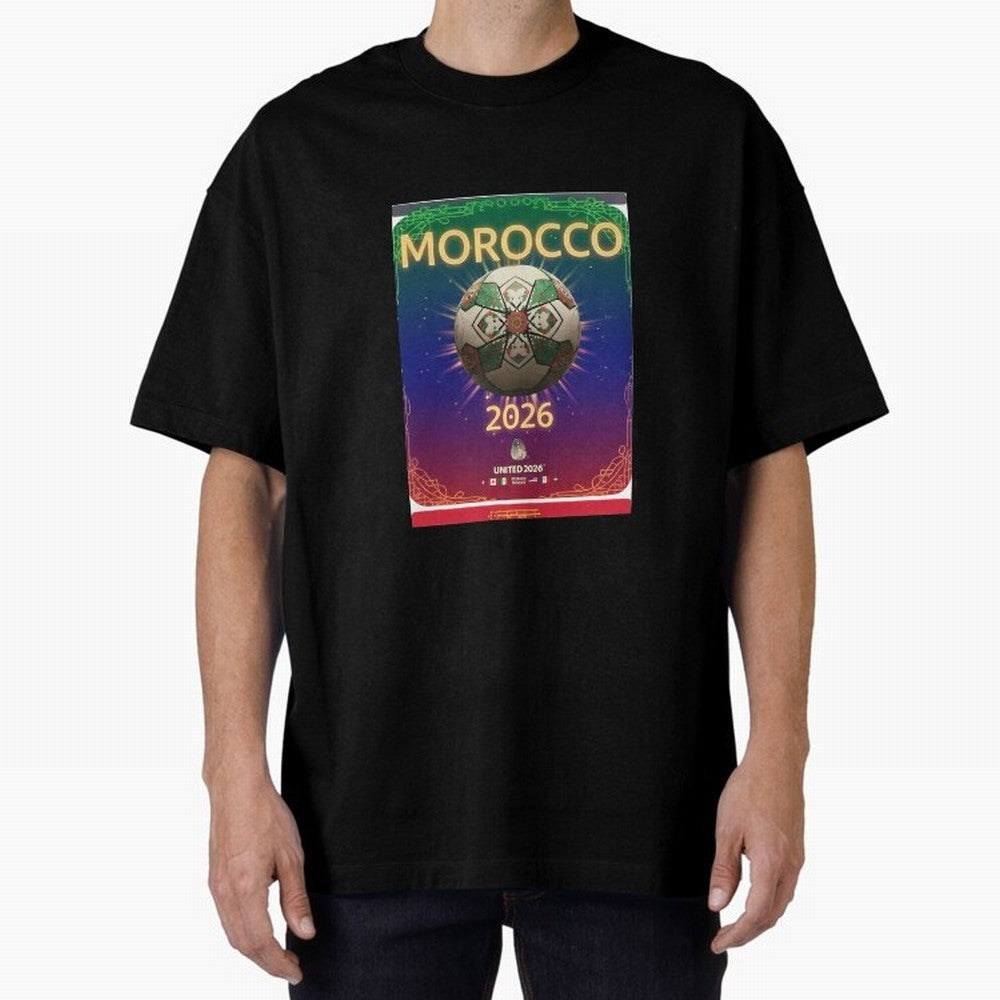 Morocco 2026 World Cup - Traditional Zellige Football Oversized T-Shirt Honor the FIFA World Cup 2026 Journey through Haaland Highlights, England, France and Netherlands Pride, Football Passion, Legendary Performances, Festival Vibes and Supporter
