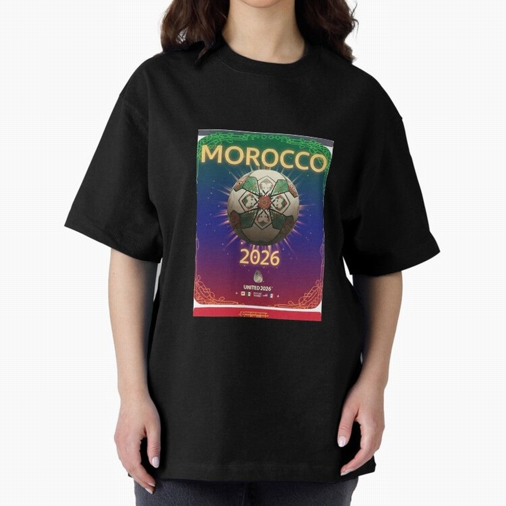 Morocco 2026 World Cup - Traditional Zellige Football Oversized T-Shirt Honor the FIFA World Cup 2026 Journey through Haaland Highlights, England, France and Netherlands Pride, Football Passion, Legendary Performances, Festival Vibes and Supporter