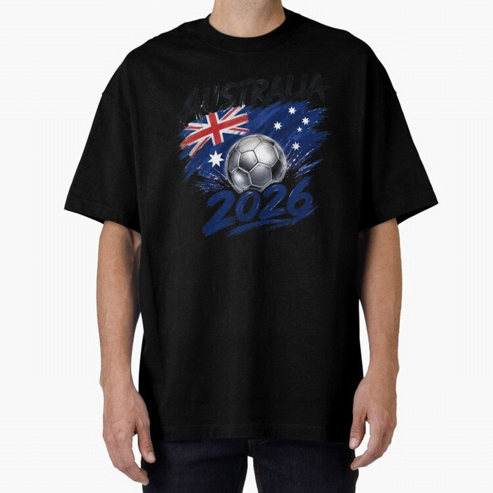 Australia Soccer 2026: Grunge Flag & Football Pride Oversized T-Shirt Support Your Favorite Stars during FIFA World Cup 2026 USA Canada Mexico for Fans of Mbappe and Brazil, Portugal and Argentina, Bringing Stadium Chants, National Pride, Trophy