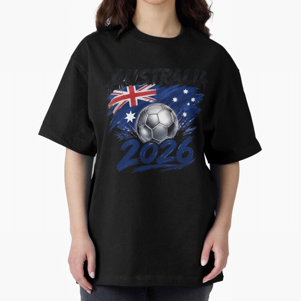 Australia Soccer 2026: Grunge Flag & Football Pride Oversized T-Shirt Support Your Favorite Stars during FIFA World Cup 2026 USA Canada Mexico for Fans of Mbappe and Brazil, Portugal and Argentina, Bringing Stadium Chants, National Pride, Trophy