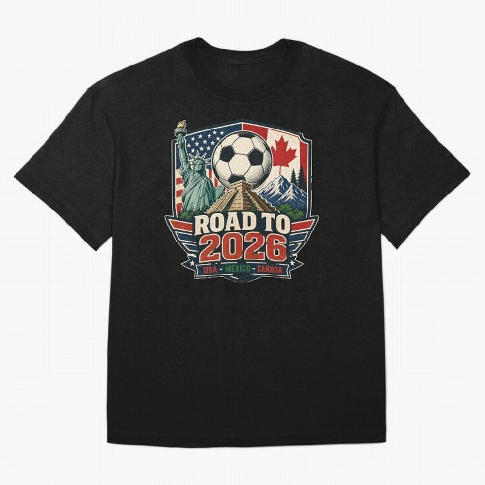 Road to 2026 USA Mexico Canada Soccer Design Oversized T-Shirt Celebrate the Stars of the FIFA World Cup 2026 Journey through Messi Highlights, Netherlands Pride, Goal Celebration Energy, Supporter Heritage, Football Icons and Worldwide Tournament