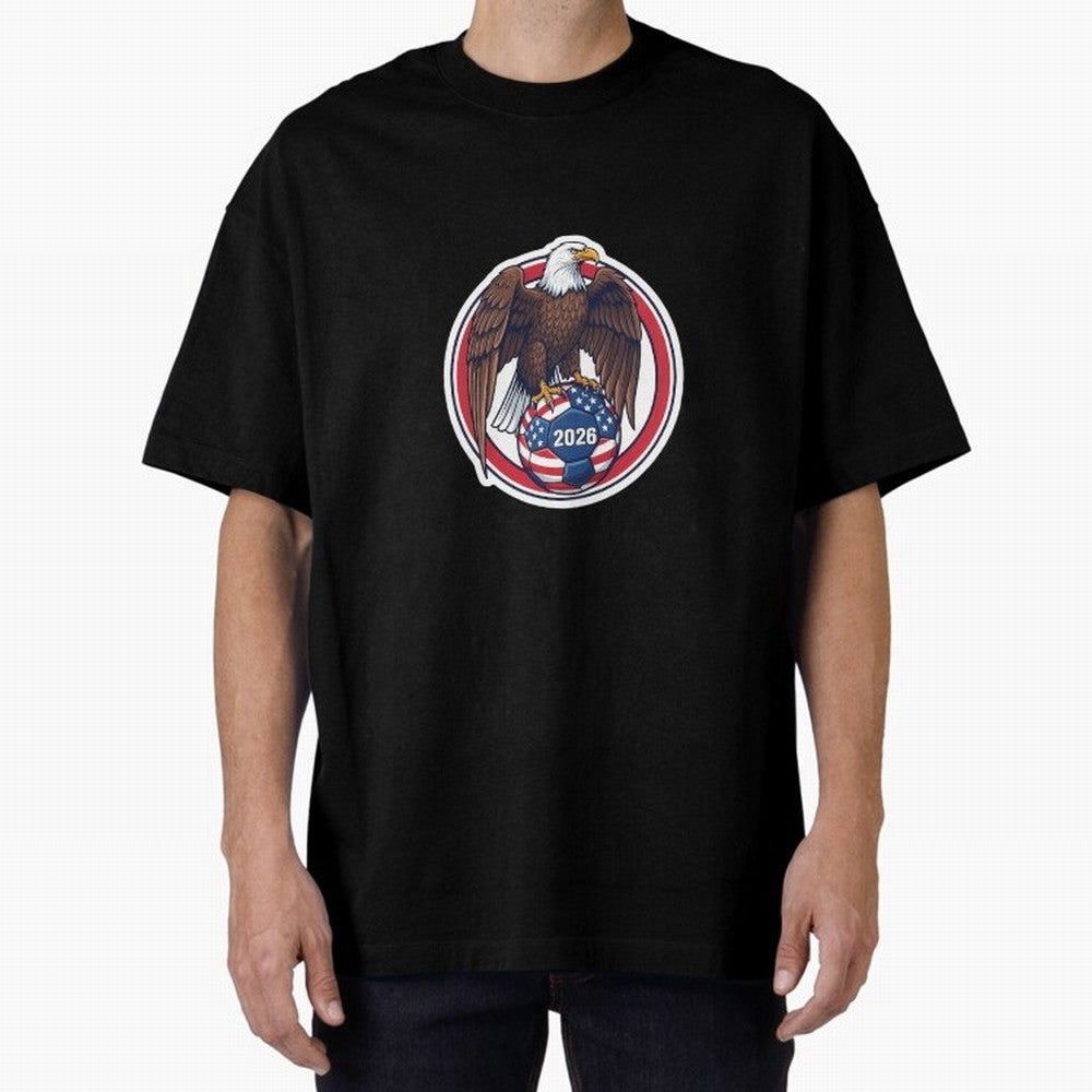 Usa Eagle Soccer 2026 American Pride Football Oversized T-Shirt Bring International Match Energy to Global Football Passion for FIFA World Cup 2026 Group Stage, Highlighting Messi, France and Portugal, Game Day Rituals, Football Legends, Country