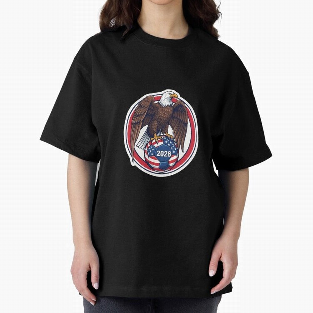 Usa Eagle Soccer 2026 American Pride Football Oversized T-Shirt Bring International Match Energy to Global Football Passion for FIFA World Cup 2026 Group Stage, Highlighting Messi, France and Portugal, Game Day Rituals, Football Legends, Country