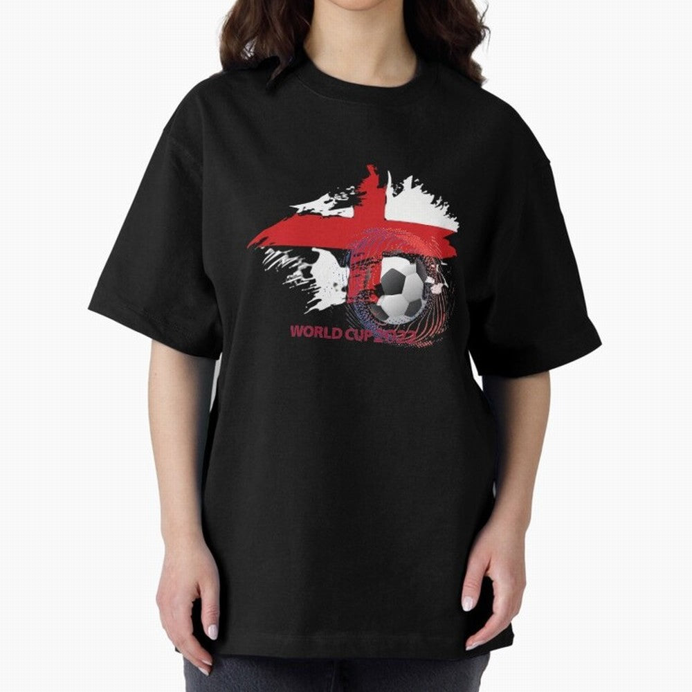England World Cup 2022 Oversized T-Shirt Bring a Champion Mindset to FIFA World Cup 2026 Group Stage for Fans of Cristiano Ronaldo and Brazil, Portugal and Argentina, Bringing Football Festival Excitement, Trophy Ambitions, Country Rivalries and