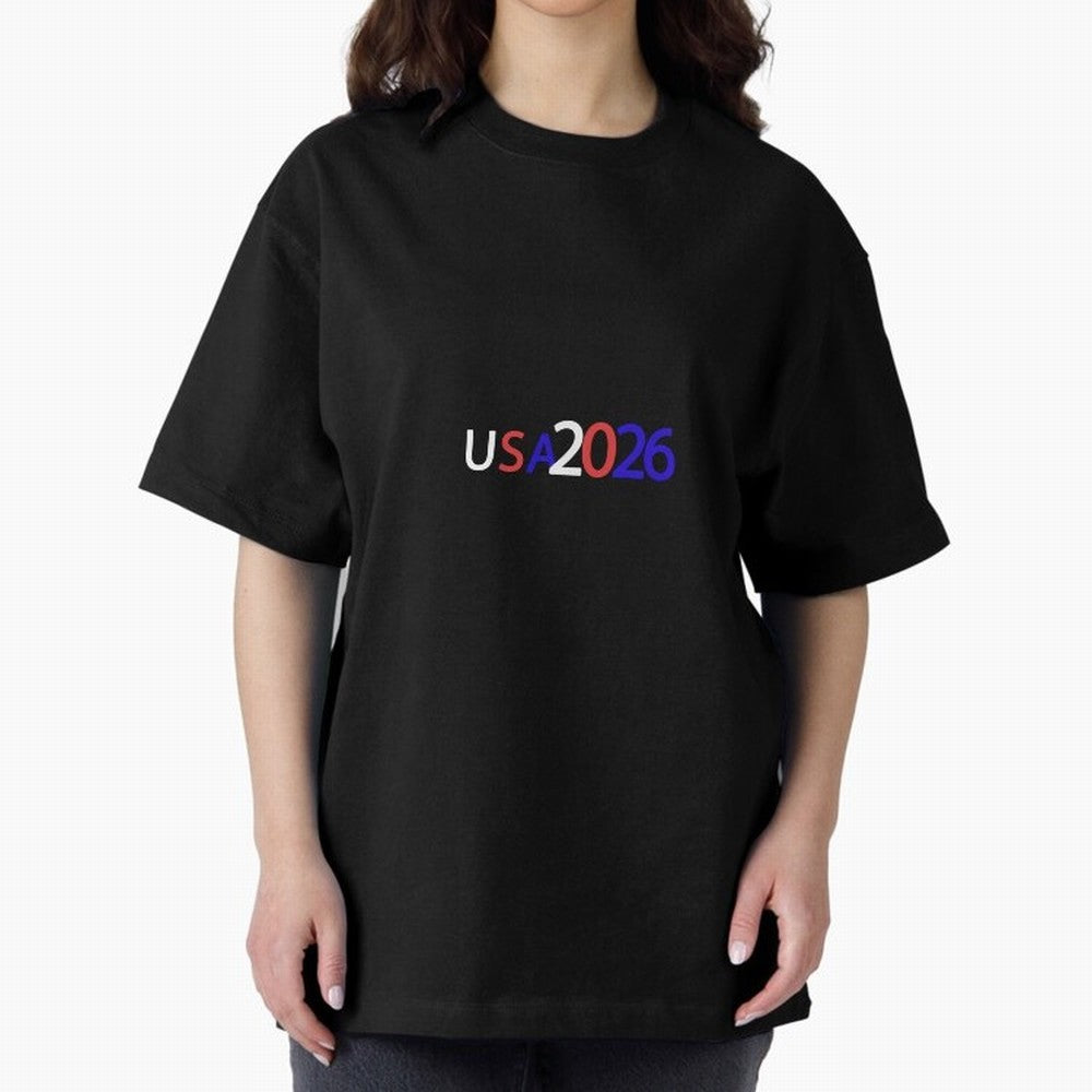 USA 2026 Oversized T-Shirt Elevate FIFA World Cup 2026 USA Canada Mexico Highlighting Messi, CR7 and Mbappe, Brazil, Portugal and Argentina Energy, Retro Football Energy, Iconic Rivalries, Trophy Chase Drama and Stadium Atmosphere; Made for Die