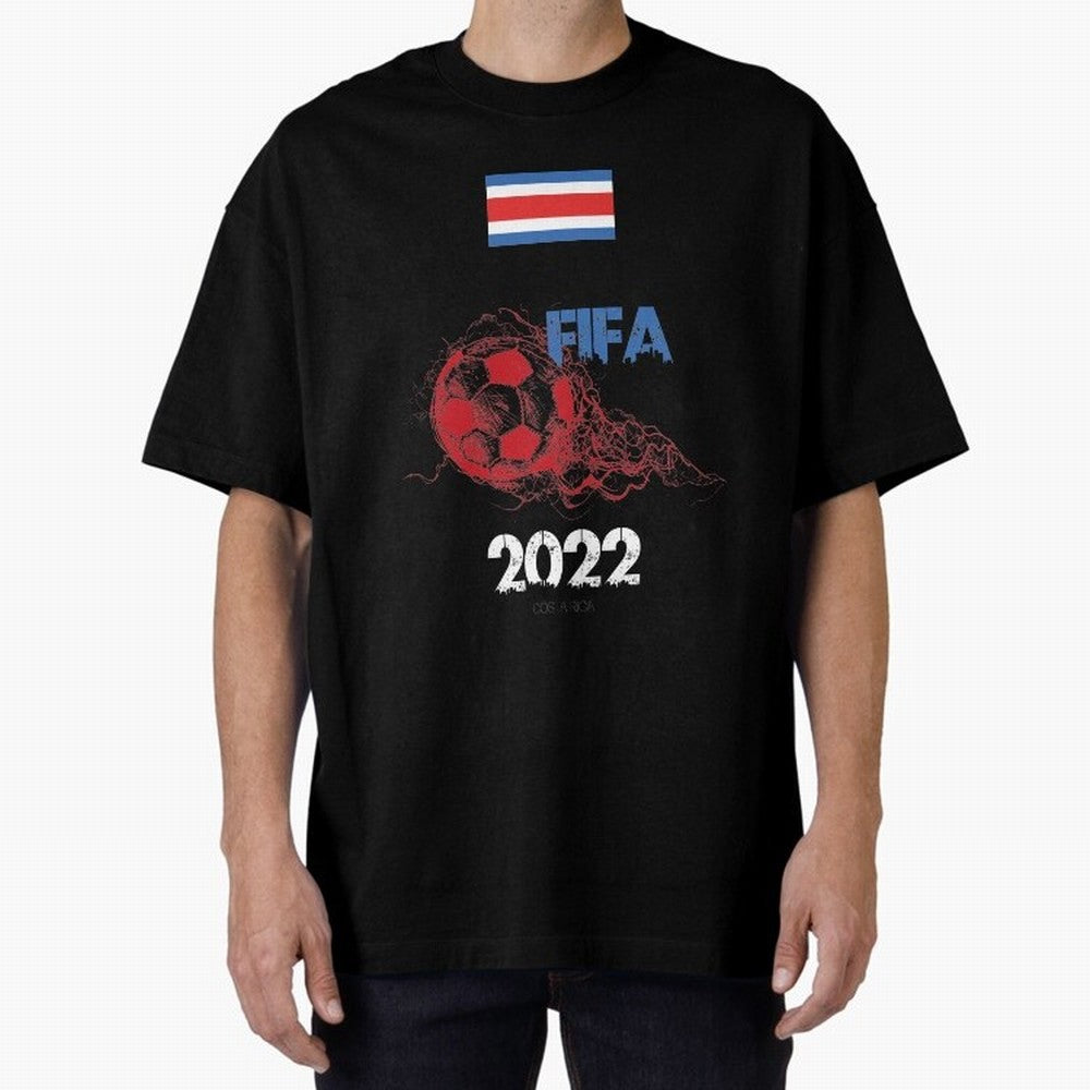 World Cup Qatar 2022 Costa Rica Oversized T-Shirt Back Your Heroes with Global Football Passion for FIFA World Cup 2026, Celebrating Neymar, Netherlands, Championship Spirit, Famous Goals, Roaring Crowds and International Football Unity; Great for
