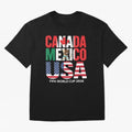 world cup 2026 hosts - canada mexico usa soccer fan Oversized T-Shirt Bring Supporter Culture to Match Day Hype around FIFA World Cup 2026, Neymar, Haaland and Cristiano Ronaldo, England and Germany, Football Festival Excitement, Trophy Ambitions,